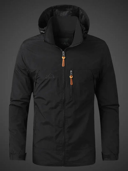 Men's Waterproof Windproof Rain Jacket with Adjustable Hood