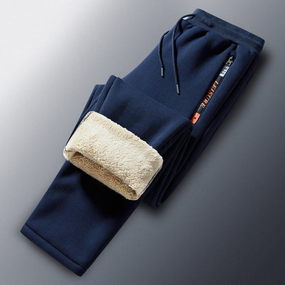 Men's Winter Fleece Joggers with Sherpa Lining, Elastic Waistband and Zipper Pockets