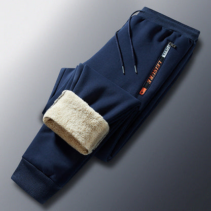 Men's Winter Fleece Joggers with Sherpa Lining, Elastic Waistband and Zipper Pockets
