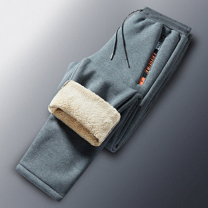 Men's Winter Fleece Joggers with Sherpa Lining, Elastic Waistband and Zipper Pockets