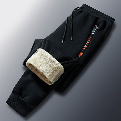Men's Winter Fleece Joggers with Sherpa Lining, Elastic Waistband and Zipper Pockets