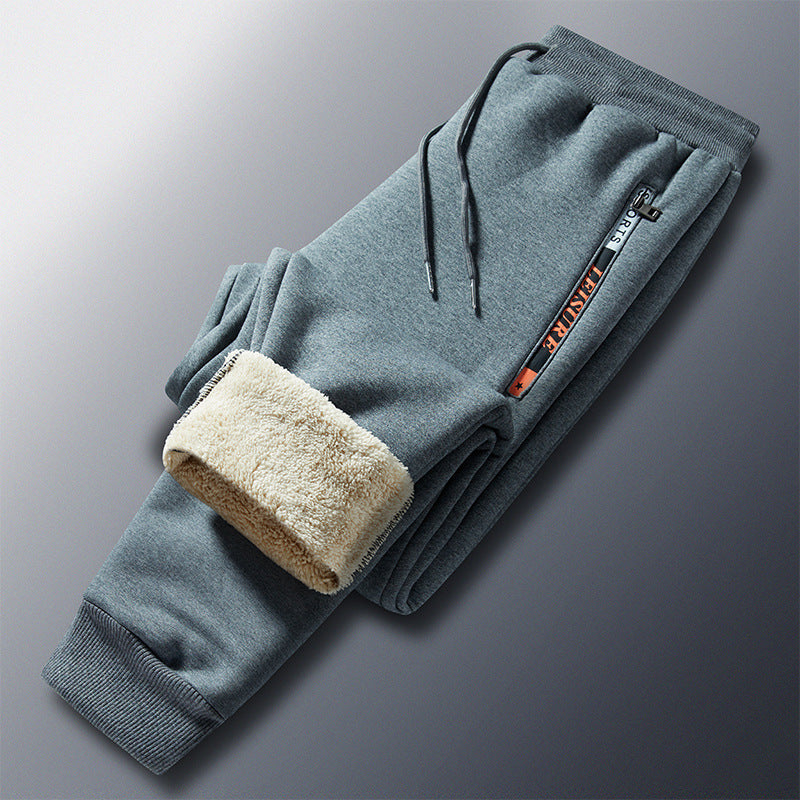 Men's Winter Fleece Joggers with Sherpa Lining, Elastic Waistband and Zipper Pockets