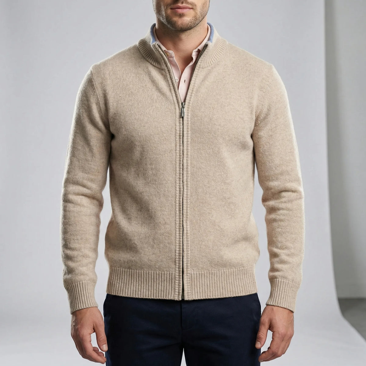 Men's Zip Cardigan – Stylish Regular Fit for Versatile Comfort