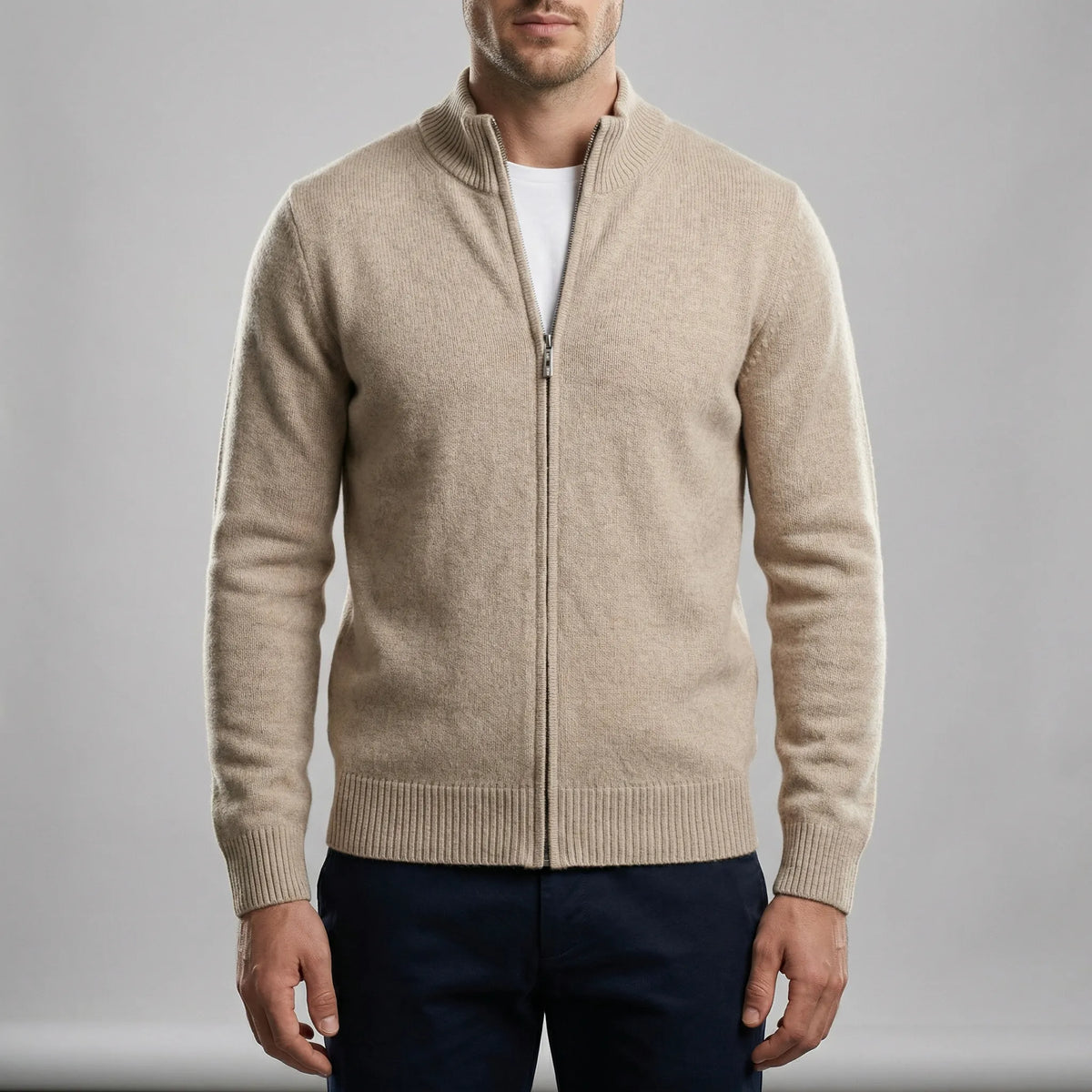 Men's Zip Cardigan – Stylish Regular Fit for Versatile Comfort