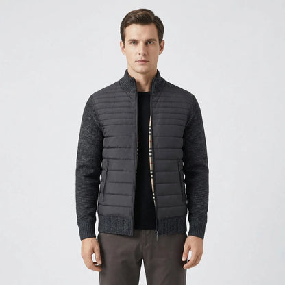 Men's Zip-Up Jacket with Stand Collar