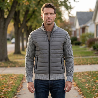 Men's Zip-Up Jacket with Stand Collar