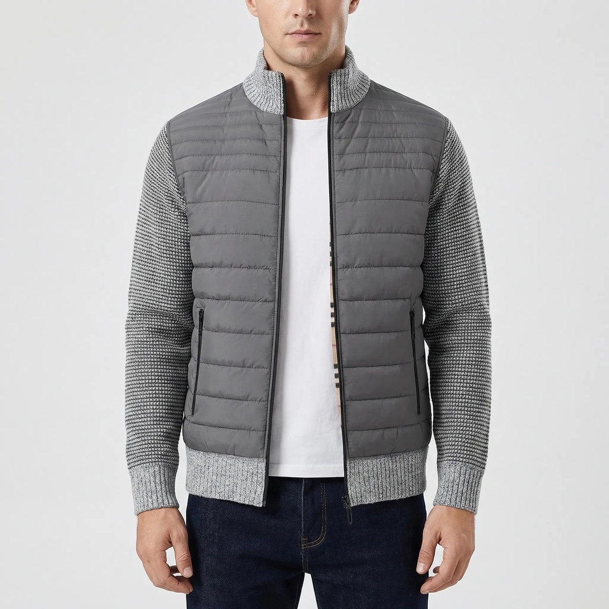 Men's Zip-Up Jacket with Stand Collar