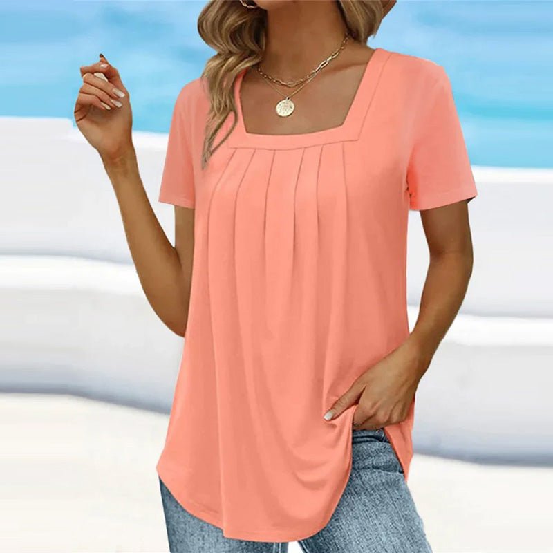Image of Michaela | Women's Square Neck Pleated Top