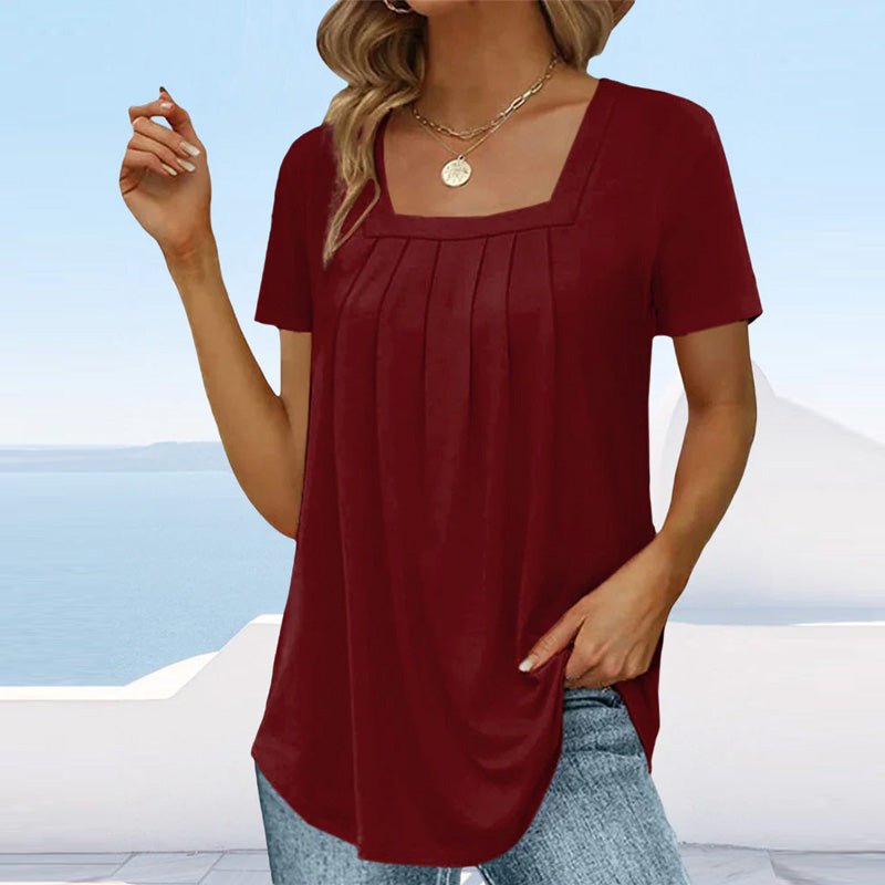 Image of Michaela | Women's Square Neck Pleated Top