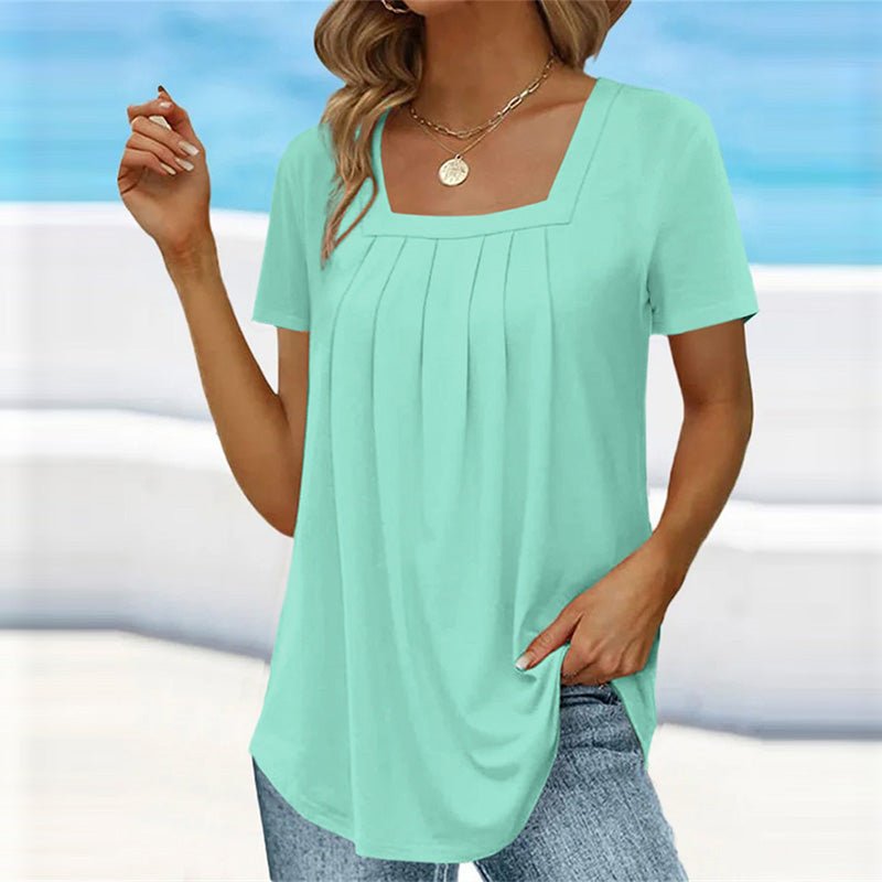 Image of Michaela | Women's Square Neck Pleated Top
