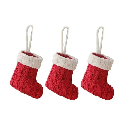 Mini Cable-Knit Christmas Stockings with White Cuff