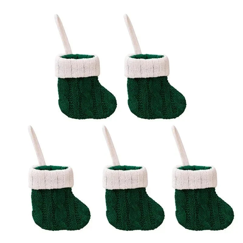 Mini Cable-Knit Christmas Stockings with White Cuff