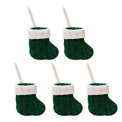 Mini Cable-Knit Christmas Stockings with White Cuff