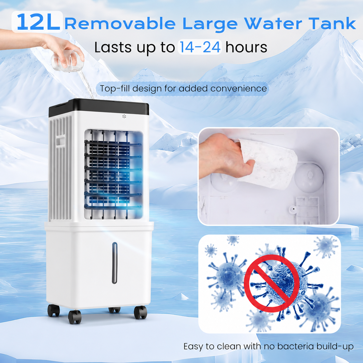 Mobile Evaporative Cooler with 12L Tank & Remote - Image 1
