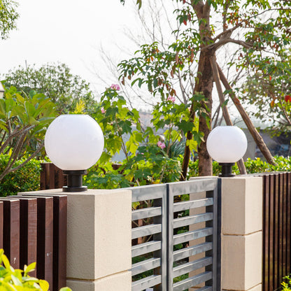 Modern Stainless Steel Globe Fence Post Light Fixture