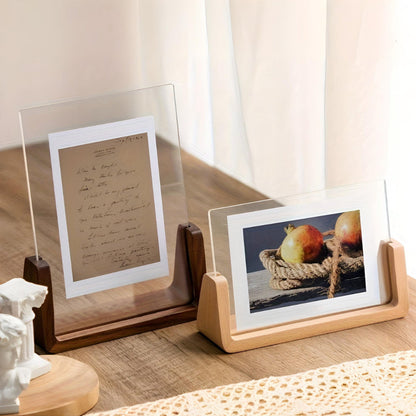 Modern U-Shaped Solid Wood and Acrylic Tabletop Photo Frame