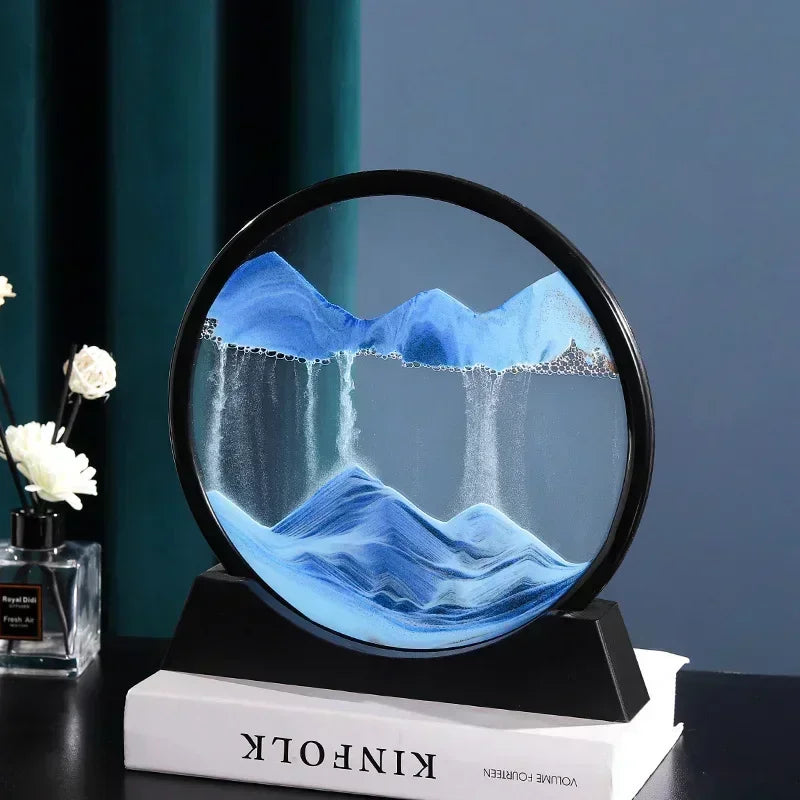 Moving Sand Art Frame with Soothing Sandscapes Hourglass Decorative Accent