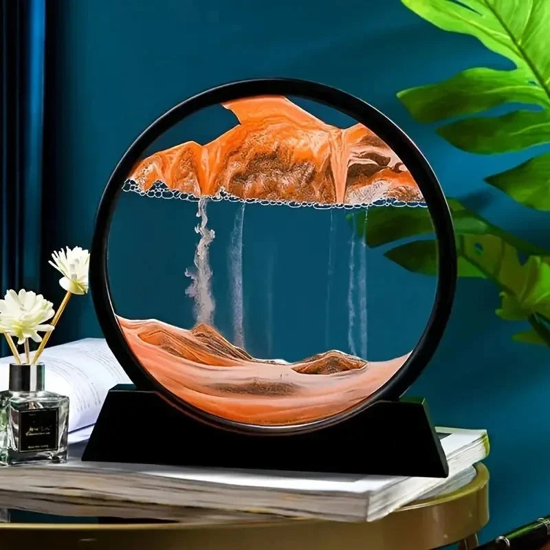 Moving Sand Art Frame with Soothing Sandscapes Hourglass Decorative Accent