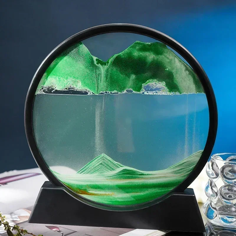 Moving Sand Art Frame with Soothing Sandscapes Hourglass Decorative Accent