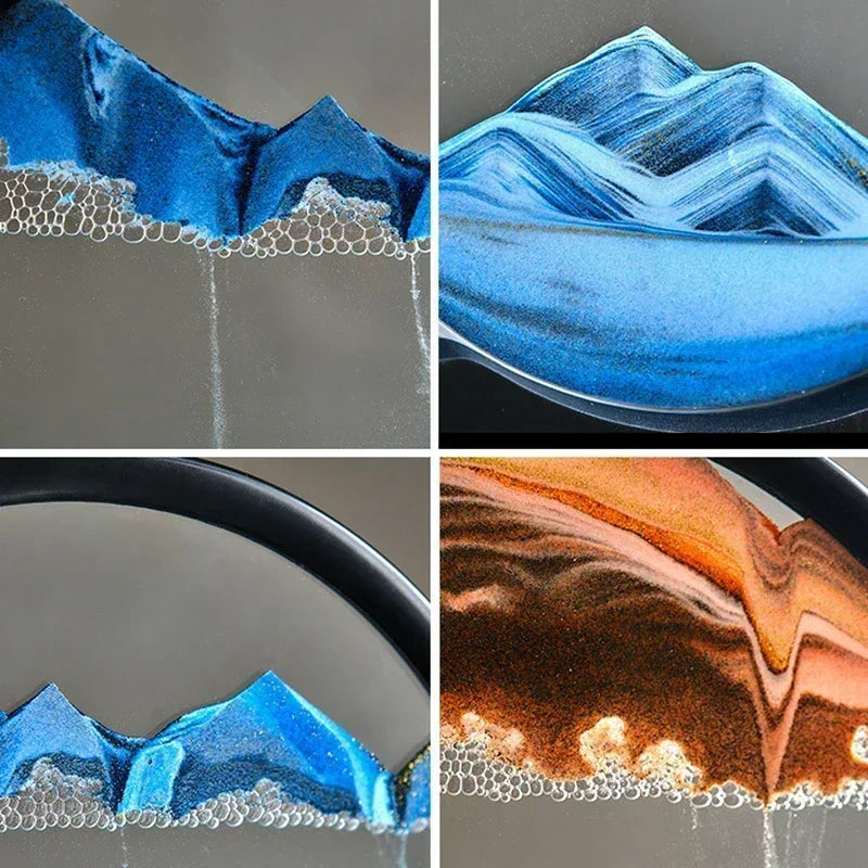 Moving Sand Art Frame with Soothing Sandscapes Hourglass Decorative Accent