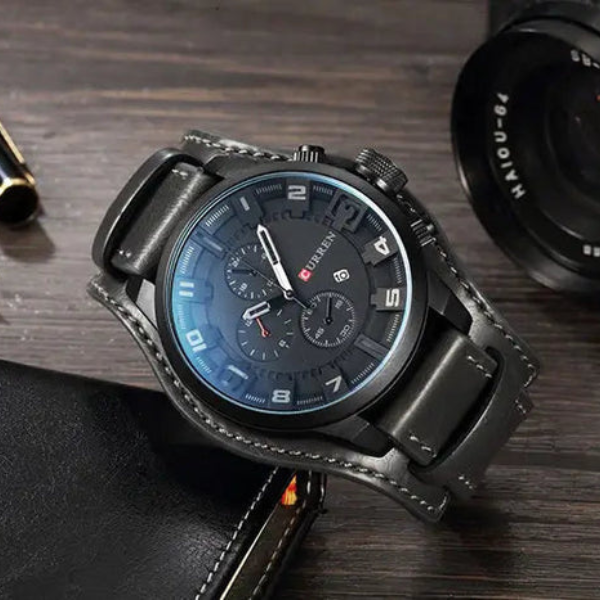 Multifunction Chronograph Watch with Date Display