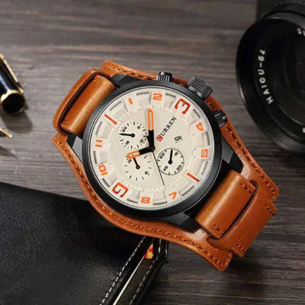 Multifunction Chronograph Watch with Date Display
