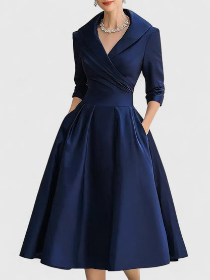 Image of Nadia | Women's V-Neck A-Line Midi Dress