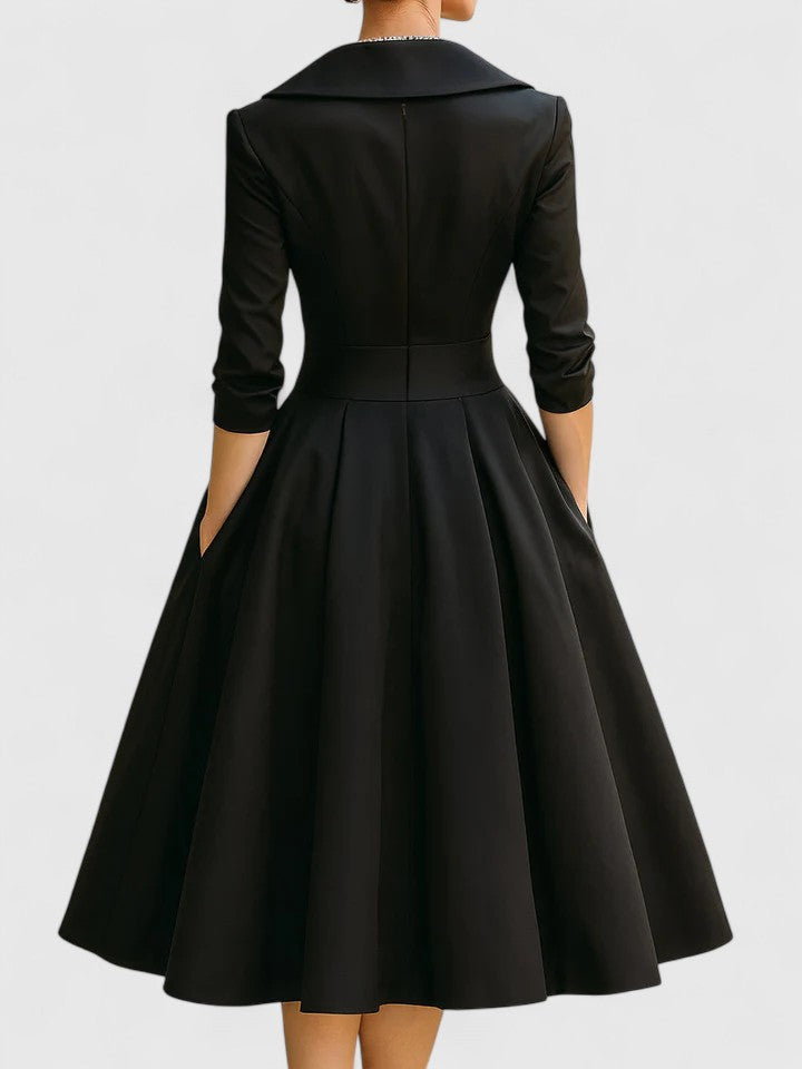 Image of Nadia | Women's V-Neck A-Line Midi Dress