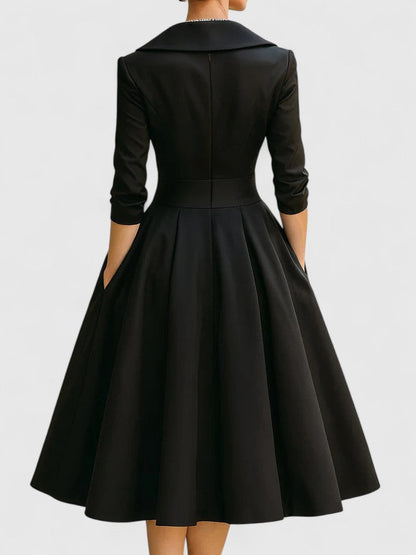 Image of Nadia | Women's V-Neck A-Line Midi Dress