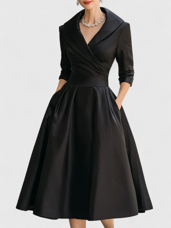 Image of Nadia | Women's V-Neck A-Line Midi Dress