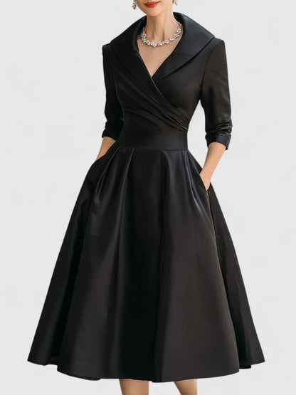 Image of Nadia | Women's V-Neck A-Line Midi Dress