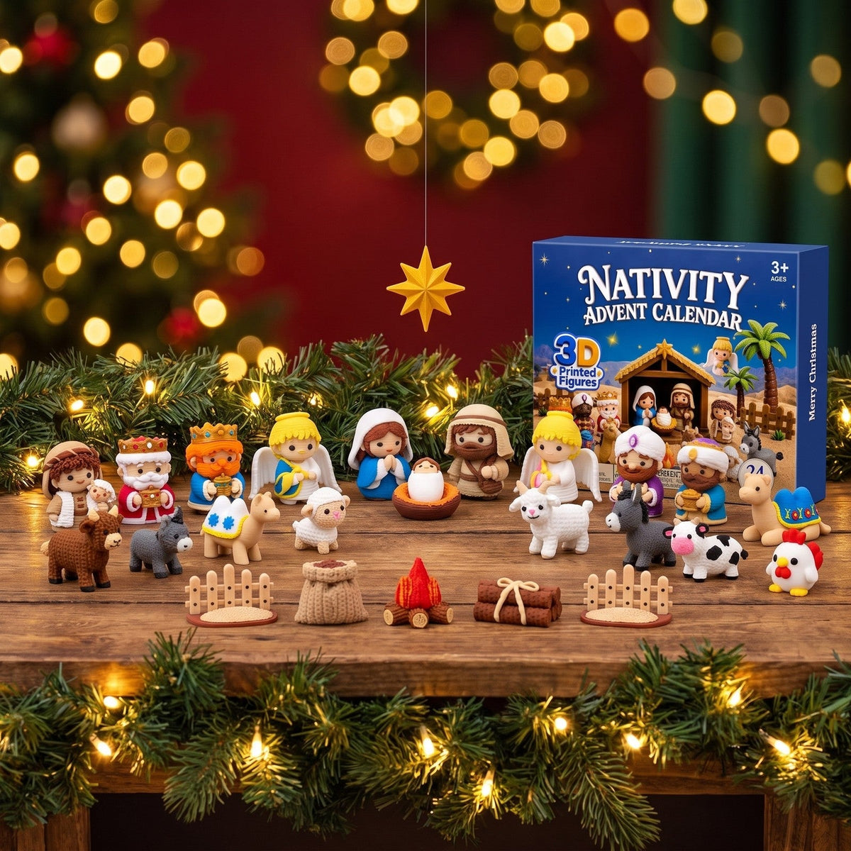 Nativity Advent Calendar, 24 3D Printed Figures for the Christmas Story