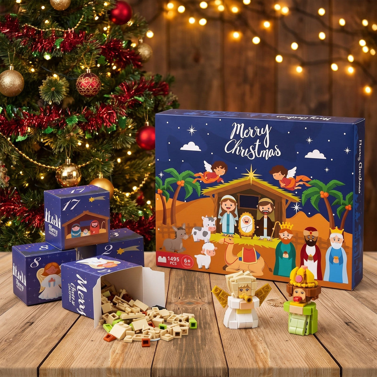 Nativity Scene Advent Calendar, 1495-Piece Brick Set in 24 Boxes