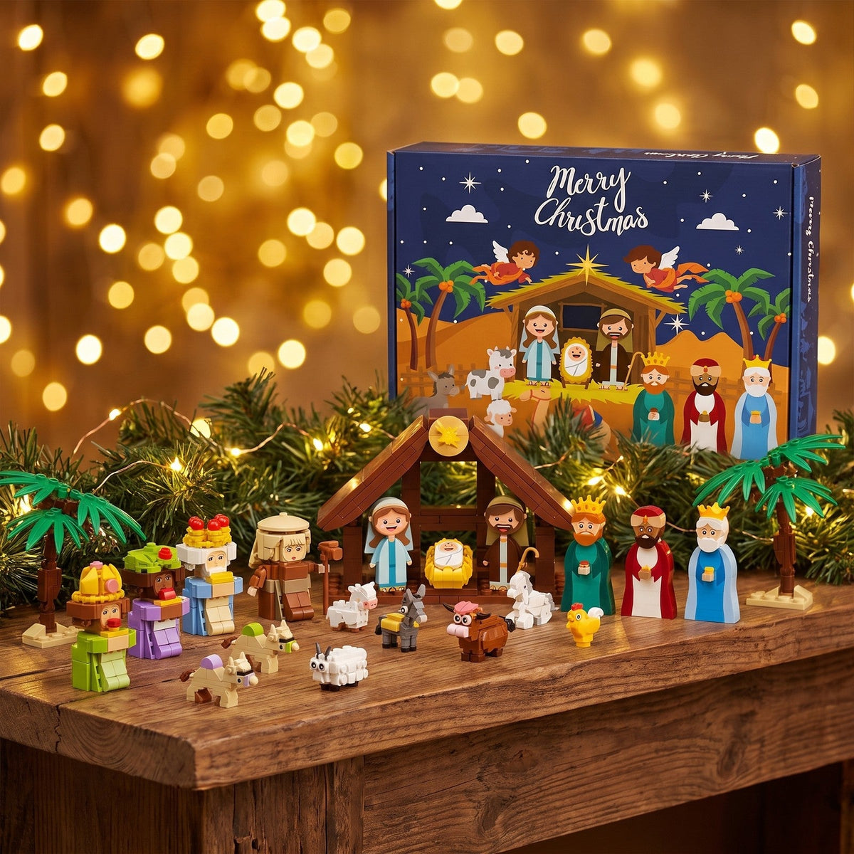 Nativity Scene Advent Calendar, 1495-Piece Brick Set in 24 Boxes