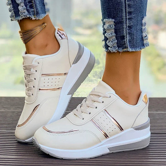 Nicolette | Women's Lace-Up Metallic Accent Sneakers - Image 1