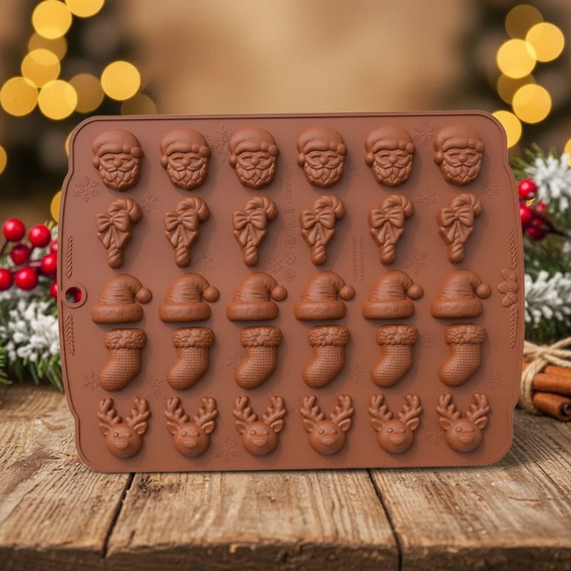 Nonstick Christmas Cookie Molds — Santa, Snowman, and Tree Shapes