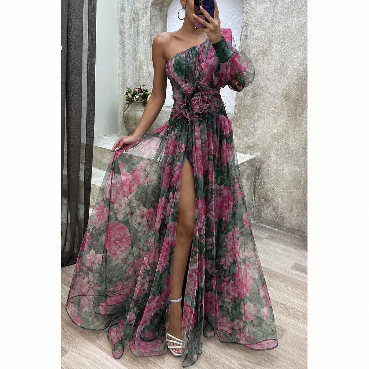Norma | Elegant Maxi Dress in Sheer Floral Design - Image 1