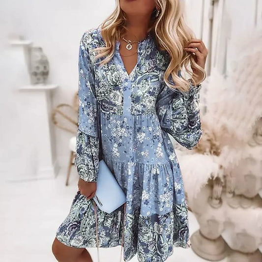 Image of Olivia | Women's Long Sleeve Tiered Mini Dress