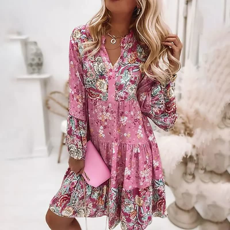 Image of Olivia | Women's Long Sleeve Tiered Mini Dress