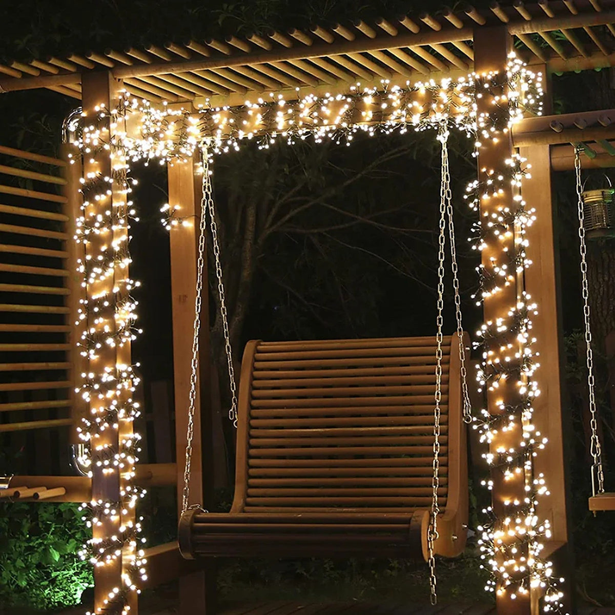 Outdoor Christmas Lights - Warm White Cluster Lights with 8 Modes