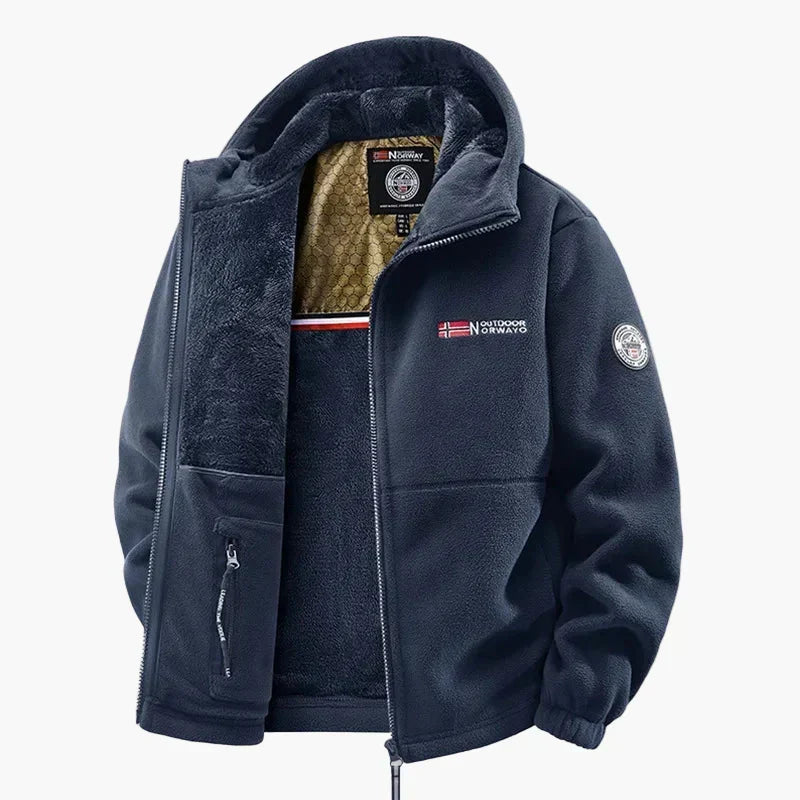 Outdoor Hooded Fleece Jacket - Scandinavian Style for Winter and Leisure