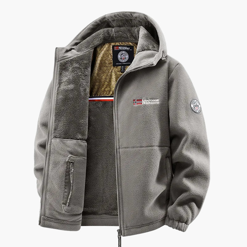 Outdoor Hooded Fleece Jacket - Scandinavian Style for Winter and Leisure