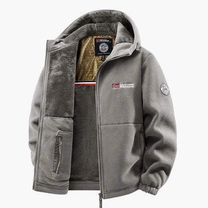 Outdoor Hooded Fleece Jacket - Scandinavian Style for Winter and Leisure