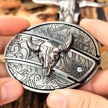 Oval Metal Cowboy Belt Buckle