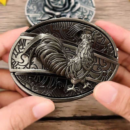 Oval Metal Cowboy Belt Buckle