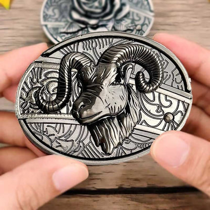 Oval Metal Cowboy Belt Buckle