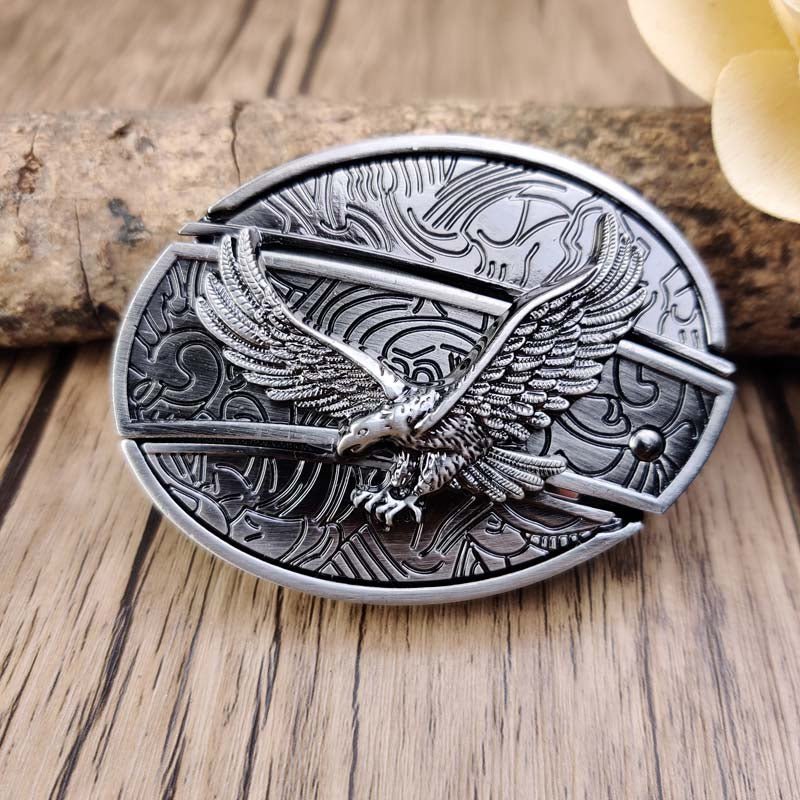 Oval Metal Cowboy Belt Buckle