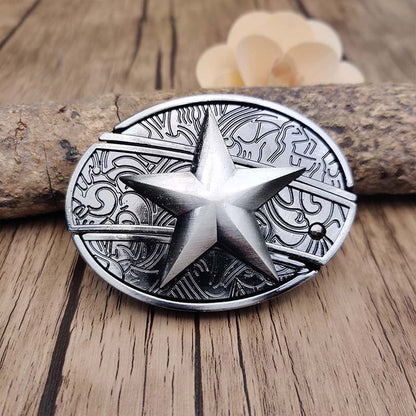Oval Metal Cowboy Belt Buckle