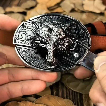 Oval Metal Cowboy Belt Buckle