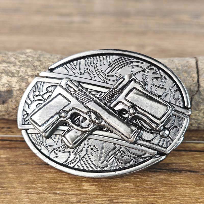 Oval Metal Cowboy Belt Buckle